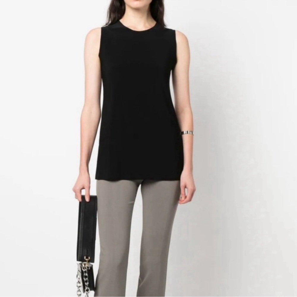 NORMA KAMALI Jersey Knit Tank Top Sleeveless Stretch Solid in Black Size XL